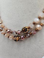 VINTAGE Shades of Bronze Faceted Glass Beaded Long Strand Necklace Covertible