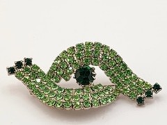 JULIANA STYLE EMERALD GREEN & LIME RHINESTONES BROOCH & DANGLE CLIP-ON EARRINGS