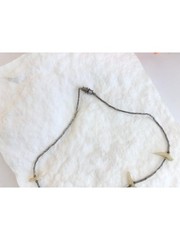 Mother of Pearl Accented Clip Fetish Sterling Silver 925 Vintage Necklace – 15″
