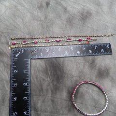 Lot of 4 Rhinestone Bracelets Tennis Vintage Red Pink Clear Crystal Set 938c