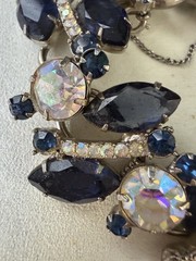 Vintage JULIANA D&E 5 Link Bracelet Navy Blue Rhinestone AB Crystal Book Piece!