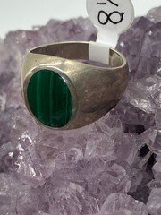 Vintage Sterling Silver Malachite Ring Size 8.5