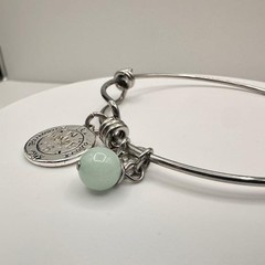 Vintage Y2K Silver Tone Charm Bracelet It’s About The Journey Green Bead Jewelry