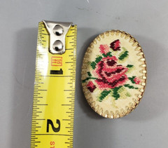 Vintage Brooch Petit Point Rose Gold Tone