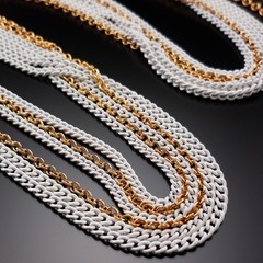 Vintage 1970s Gold White Enamel Nautical Rope Chain New Old Stock Jewelry