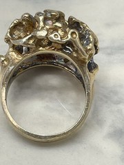 Vintage Brutalist Sterling Silver Gold Plated Statement Ring Sz 6.5 Modernist