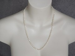 Chain With Individual Knotted White Pearls & 925 Silver Spring Ring 0.5oz/23 5/