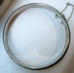 STERLING HINGED BRACELET by FAS, 6 7/8 INCHES WEARABLE, 9 GRAMS, .32 INCH WIDE