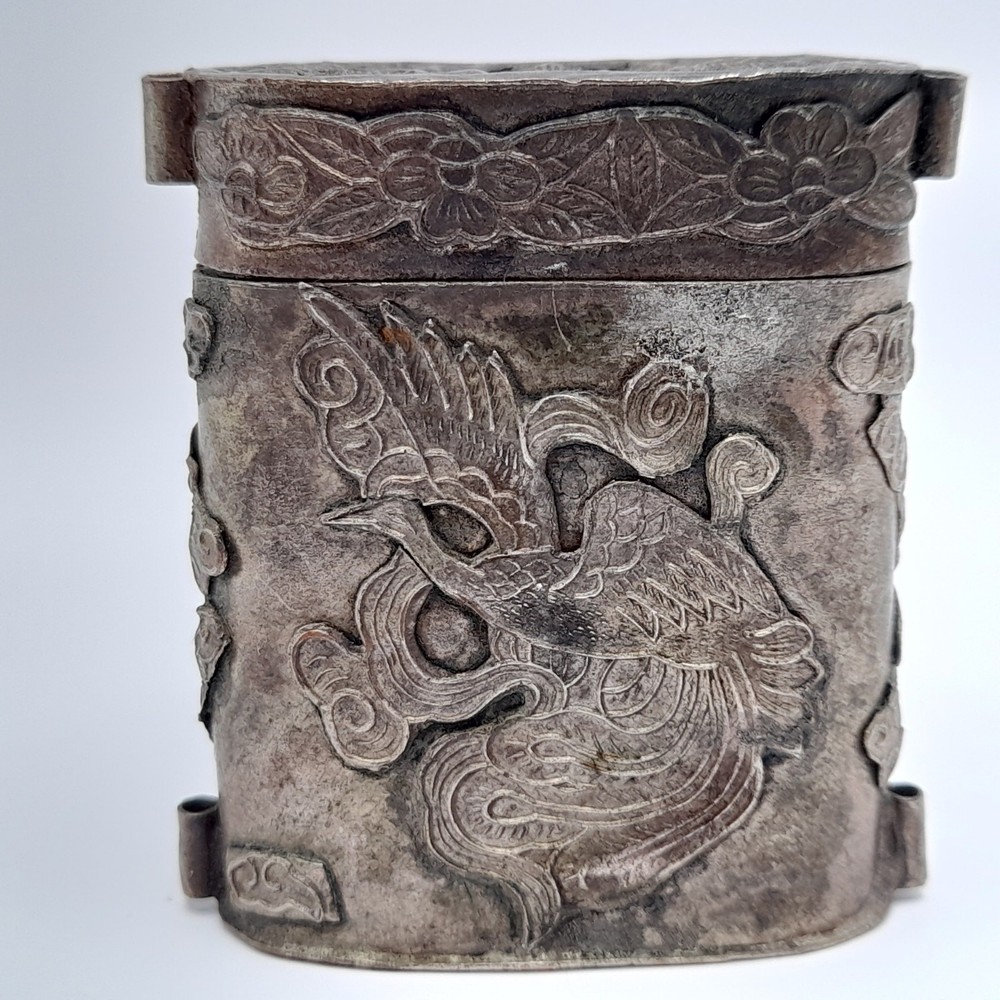 Vintage Dragon & Phoenix Asian Art Box Pendant, No Chain