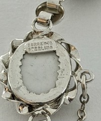 Vintage Black & White Cameo Plaque Sorrento Sterling Silver Bracelet 7 1/4”