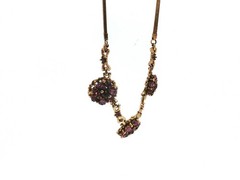 Vintage Barclay Purple Rhinestone Necklace – Gold Tone Cluster Statement Jewelry