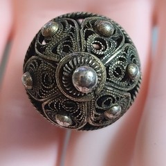 Vintage Ethnic Silver Filigree Orb Pendant Locket 1.5” Ornate Prayer Box Amulet