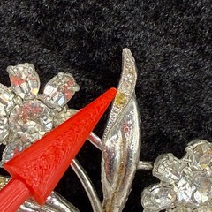 Vintage Rhinestone Flower Brooch Pot Metal Silver Tone READ