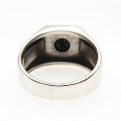 925 Sterling Silver Vintage Real Black Spinel & Marcasite Ring Size 11.25