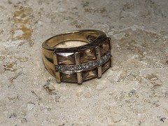 ✨🍂💛VINTAGE Stamped 925 STERLING SILVER 12K GOLD VERMEIL CZ Pavé Baguette Ring✨