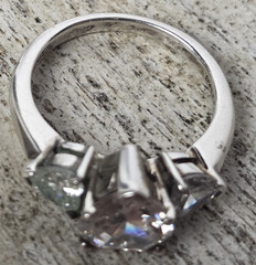 Sterling Silver 925 Triple Heart Shaped CZ Ring Size 6 Made in Thailand