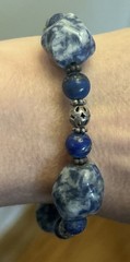Vintage JTV sodalite Gemstone pewter beaded bracelet size average 7