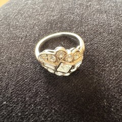 1930’s Old European Art Deco Platinum Diamond Ring – Size 9.25