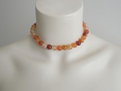 Necklace 925 Silver Gold Plated Agate Beads 55.3 G/Approx. 39 Cm