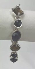 Vintage Scarab Bracelet Faceted Multi Colored Purple and Gold 7.5” Marked