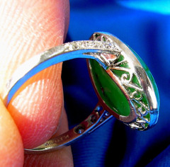 Original EARTH MINED Imperial Jadeite JADE Deco Engagement Ring PLATINUM DIAMOND