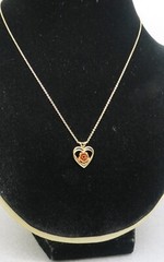 Gold Filled Heart Pendant Marked 14k GF PPC Rose Gold Flower Vermeil Chain 17.75