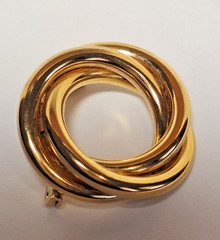 1 Vtg Christian Dior 1970s Knot Brooch & 1 Gold-Tone Intertwined Circle Brooch