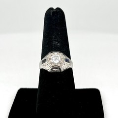 18k White Gold BELAIS Antique 0.83ct Diamond Vtg Art Deco Ring Sz 7.25 (I-56431)