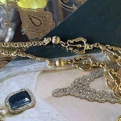 Vtg 54” Gold Tone S Chain Sautoir Necklace – Scroll Station Links – Spring Ring