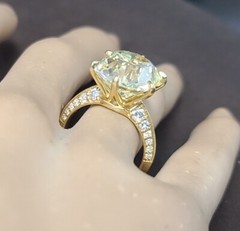 Vintage 18k Yellow Gold Engagement Ring 10.08ct Natural Euro Cut Yellow Diamond