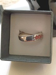 Vintage Silver 925 Pink Orange Sapphire Wave Band Ring 6.5