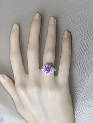 Vintage Platinum Cocktail Ring 1.77CT. Natural Round Cut Pink Sapphire GIA Cert