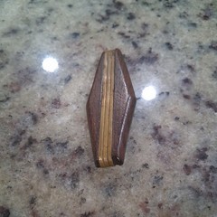 Vintage 70s Or Earlier Organic Modernist Wooden Brooch With Flush Metal Band