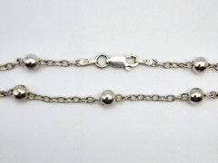 Jacmel Italy 925 Vintage Sterling Silver 5mm Station Beaded Chain Bracelet 8″