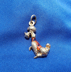 Original 14K GOLD Dog Pendant Exotic Rare Poodle Enamel Vest k9 Charm Medallion