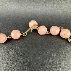 Vintage Pink Leaf Fringe Choker Necklace Carved Acrylic Beaded Chain Cha Cha