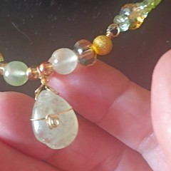 Green Adventurine Gold Wrapped Pendant With Adventurine Gold Necklace Set