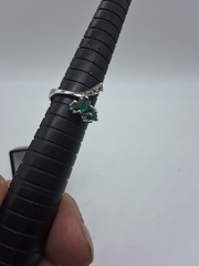 Vintage 850 Platinum Emerald and Diamond Bypass Ring Sz 6