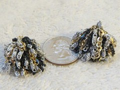 Vintage Black Silver Gold Chain Cluster Clip-On Earrings Signed Vogue