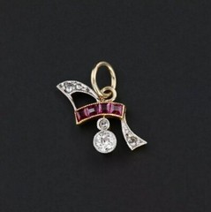 Art Deco Lab Created Diamond Antique Wedding Pendant In 14K Yellow Gold Pendant