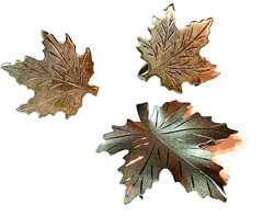 Vintage Sterling Silver Maple Leaf Pin & Screwback Earrings Brooch Stamped STERL