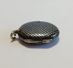 ANTIQUE VICTORIAN NIELLO CHECKERBOARD ORIGINAL PHOTOS LOCKET PENDANT