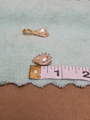 Vintage Signed ROMAN Pendant Earrings Demi Set Faux Pearl Rhinestones *SEE PICS