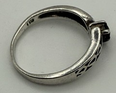 Vintage Ladies Sterling Silver Ring with a Red Garnet and Celtic Knot Design