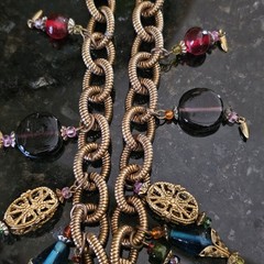 Charm Necklace Chunky Chain Glass Bauble Bead 19″
