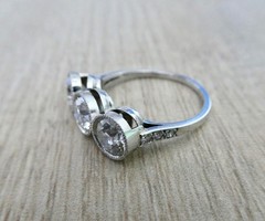 1920’s Antique Deco Old European Cut Diamond Platinum Bezel Milgrain Ring