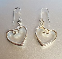 VTG 925 Heart Knot Earrings 1.5in Drop Sterling Silver 2g Lightweight Openwork