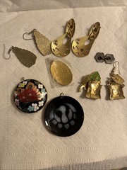 Vintage Cloisonne Butterfly Jewelry 7pc Pendants Earrings Elephant Peacock Cuff