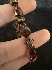 Vintage Amber/red And Yellow Rhinestones In Copper Tone Bracelet