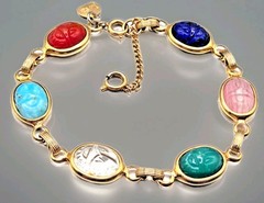 Vintage Judy Lee Multicolor Gemstone Gold tone Bracelet 7″